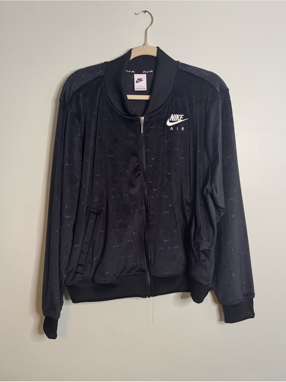 Nike Air Black Velvet Embossed Zip Bomber Jacket (1X)